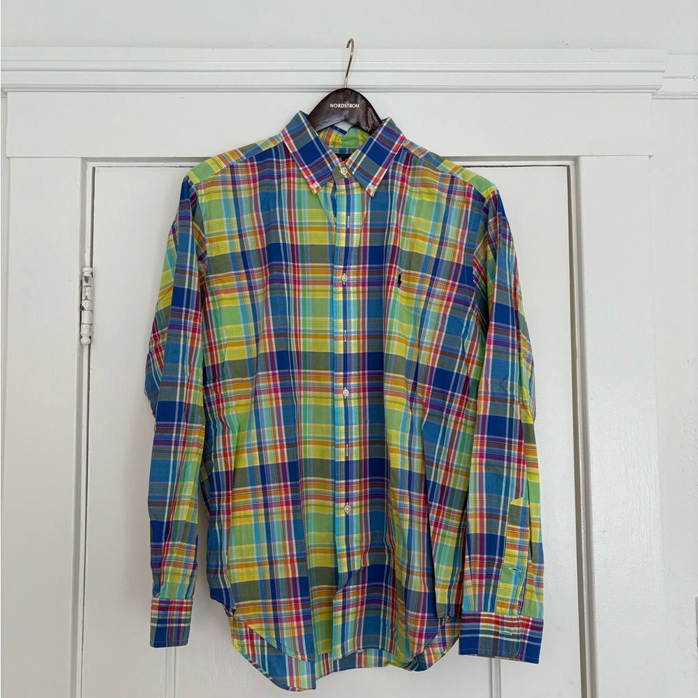 Ralph Lauren Blue and Green Casual Button Down Shirt